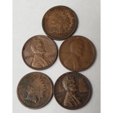 UNITED STATES OF AMERICA . UNDATED . ONE 1 CENT COINS . EARLY DATES